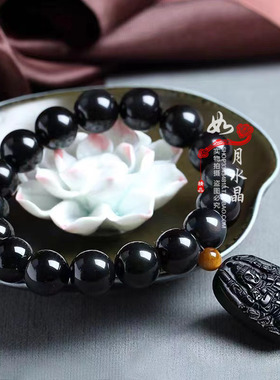 2026本命佛八大守护神男女手链天然黑曜石千手观音手链生肖属鼠