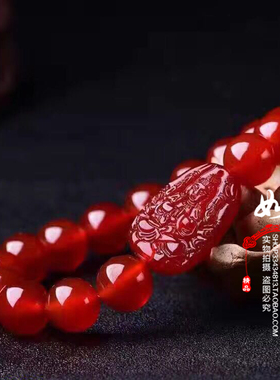 2026年天然红玛瑙生肖属鸡本命佛不动明王八大守护神手链