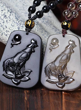 黑曜石晨鸡展运钥匙扣 属鸡吉祥物 吉福添寿饰品 822