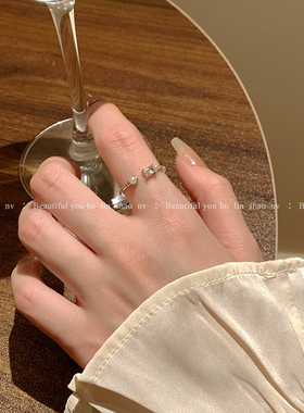 柏林少女冷淡风锆石星星珍珠戒指