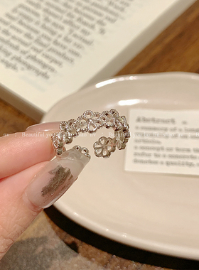 柏林少女温柔甜美镂空花朵戒指女