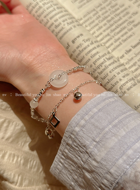 柏林少女平安扣碎银子双层手链女