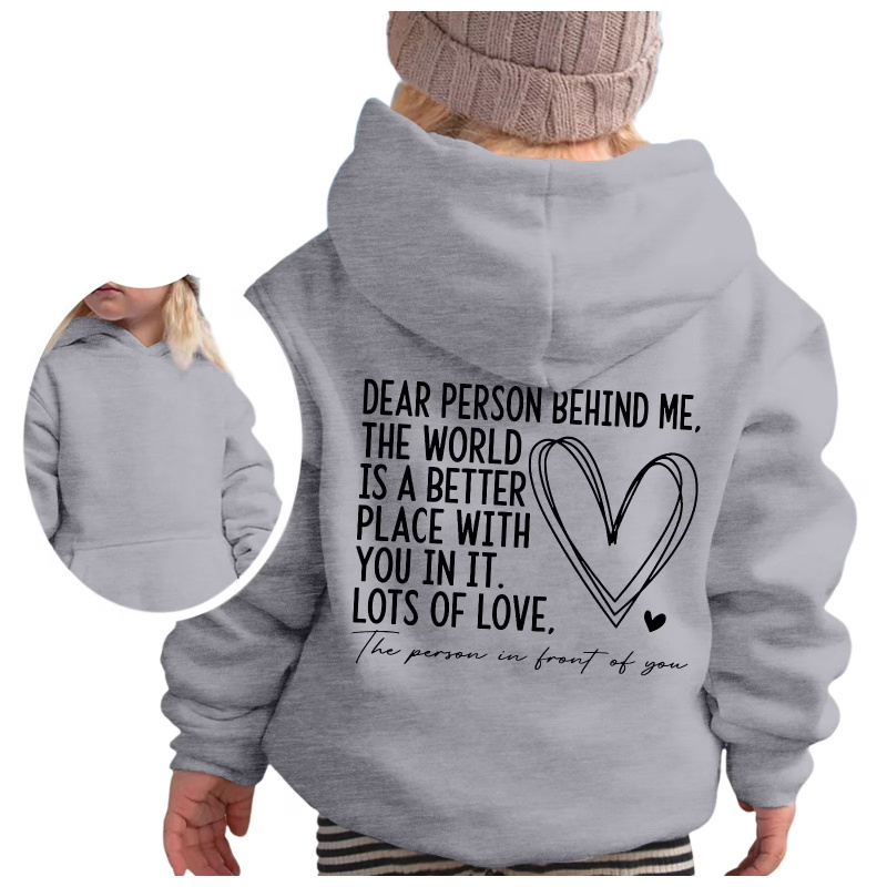 2025时尚儿童加绒连帽卫衣字母印花男童女童宽松休闲帽衫 - 图2