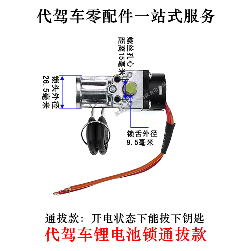 锂电池防盗锁代驾锂电车电池锁折叠车电池盒锁开电可拔钥匙款 - 图0