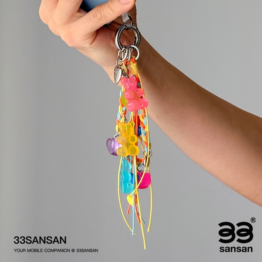33SANSAN原创「小熊果汁糖」超可爱多巴胺时尚百搭缤纷多彩手机链 - 图1
