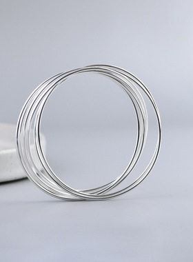 苏念S925纯银手环素银时尚多圈多环7环莫比乌斯银环女款手镯银饰
