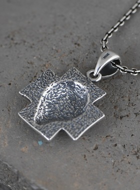 苏念 S925银复古时尚工艺吊坠十字头像男女泰银简约项链坠挂件