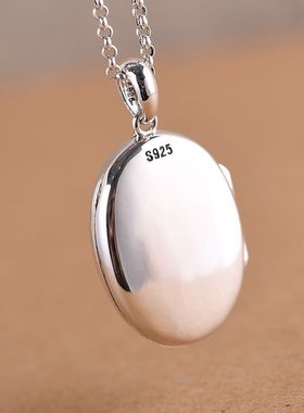 苏念 S925银复古泰银项链坠 女款时尚中国风椭圆形嘎乌盒吊坠挂件