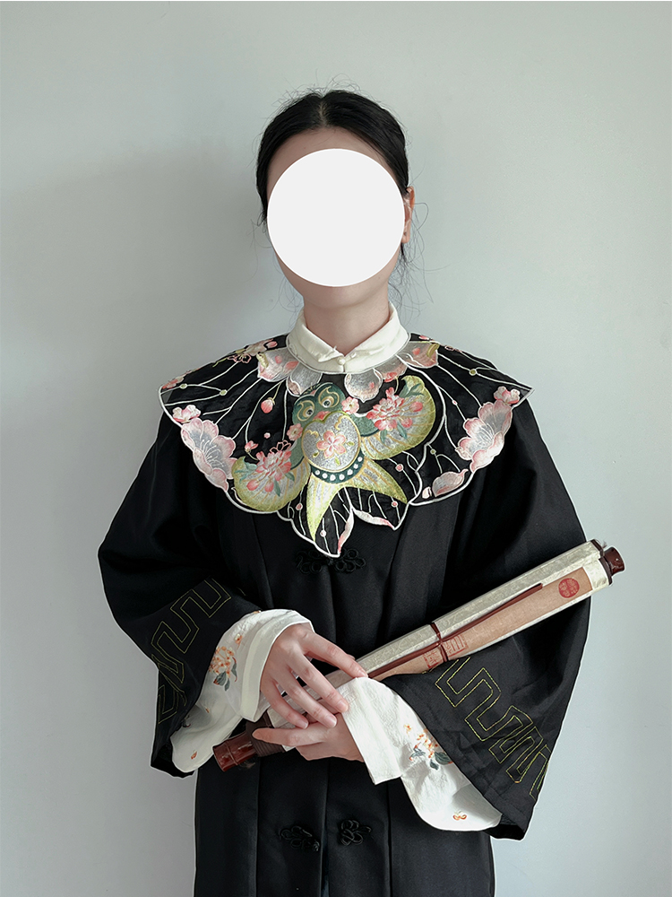 黎落阁汉服云肩明制绣花重工学士服新中式立领旗袍汉服原创女配饰 - 图1