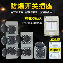 Industrial fire explosion protection socket 220V-5 holes 10A dust-proof row inserts outdoor wall clear fit single control double cut switch