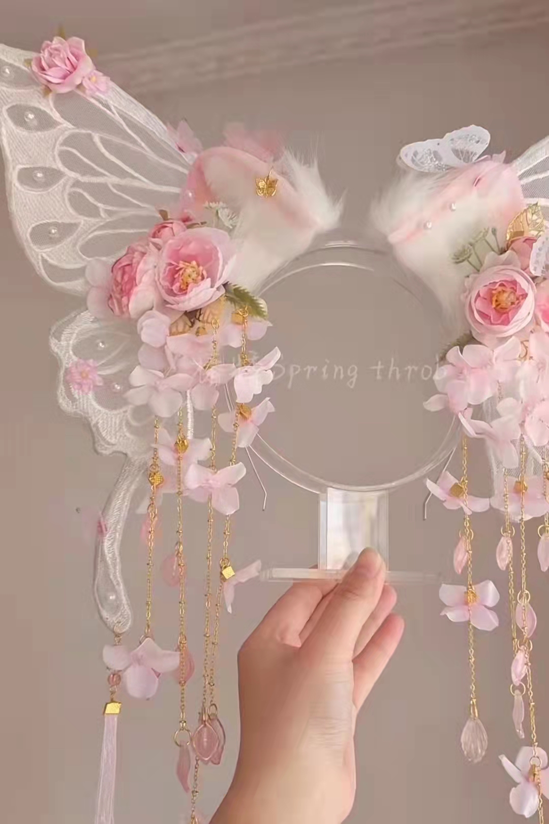 【椿悸】春时花宴-兽耳猫耳兔耳儿童粉白大扑棱蛾子中华风和风