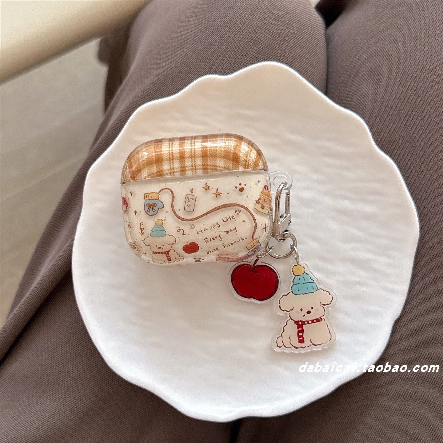 ins撞色格纹蛋糕小狗适用airpods pro3耳机套4代无线蓝牙苹果airpods1/2代软壳pro新款3代pro2防摔保护套韩系,淘宝优惠券,粉丝福利购,淘宝优惠卷