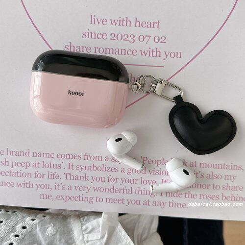 ins撞色字母爱心适用airpods4耳机套pro3/二代airpodspro2保护套新款3代苹果无线蓝牙三代airpods1/2防摔简约 - 图3