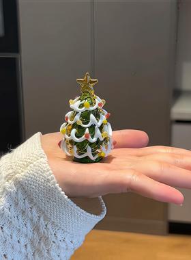 琉璃圣诞树迷你氛围感桌面装饰小摆件创意圣诞节小礼物手工工艺品