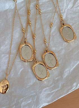 钛钢钛钢保色小镜子项链女项链