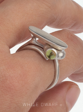 橄榄石纯银可活动可调节戒指包邮