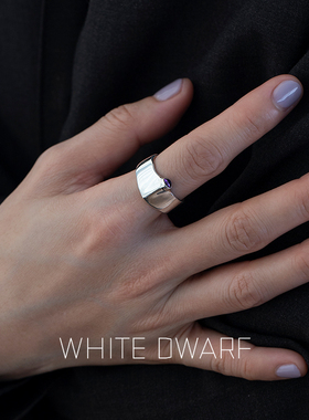 白矮星外向戒指925银紫水晶开口