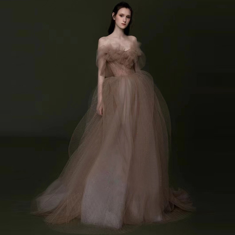 法式裙气质生日名媛轻奢小众婚纱 碧颜礼服/晚装