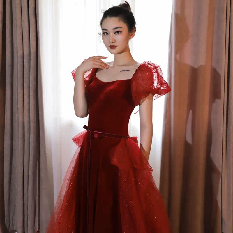 新娘2023新款结婚红色连衣裙轻婚纱 碧颜礼服/晚装