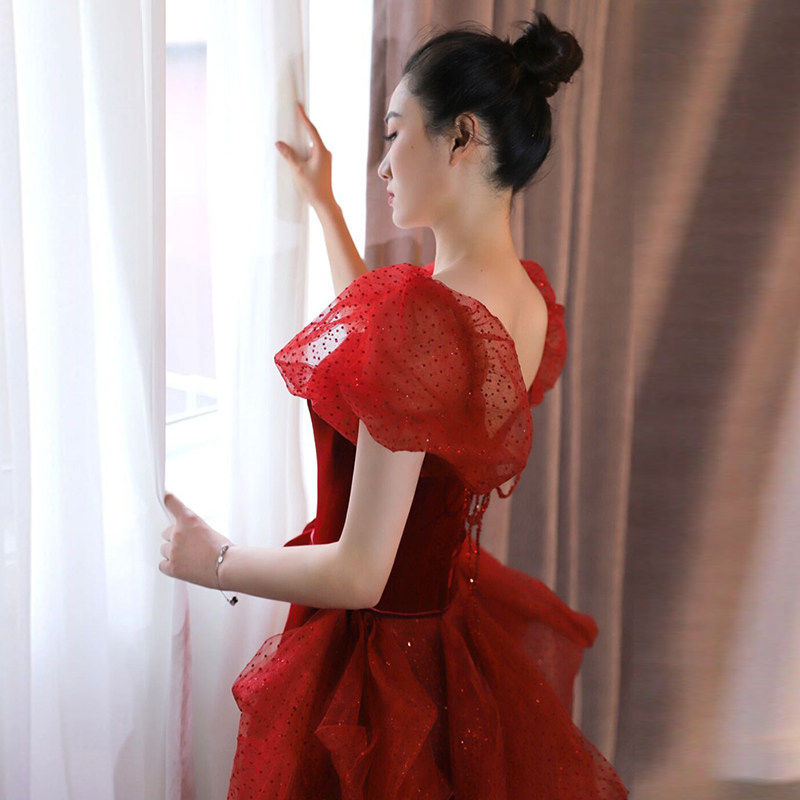 新娘2023新款结婚红色连衣裙轻婚纱 碧颜礼服/晚装