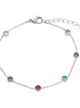 INS网红潮流新款精致圆形彩钻钛