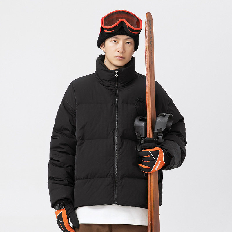 笑卖部90绒情侣加厚羽绒服男2024冬季新款潮牌刺绣短款立领面包服 - 图1