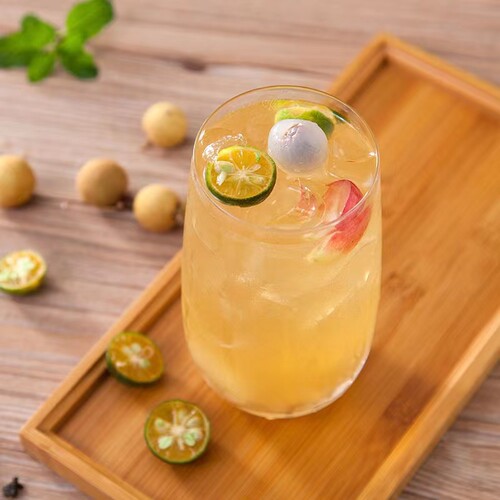 奕方山竹荔枝果酱烘焙奶茶原料果泥果肉颗粒商用桶装1.2kg - 图1