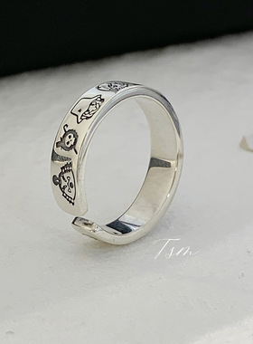 海贼王涂鸦S925银开口女戒