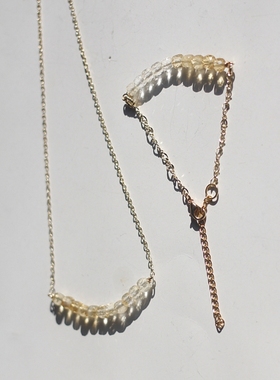 天然黄水晶14k包金手链项链