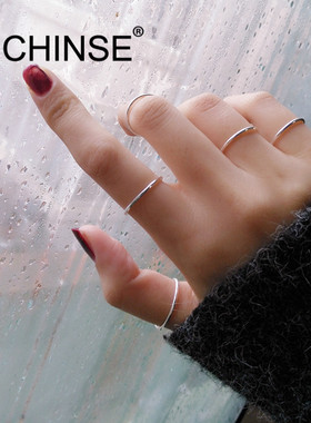 纯银关节学生食指尾戒