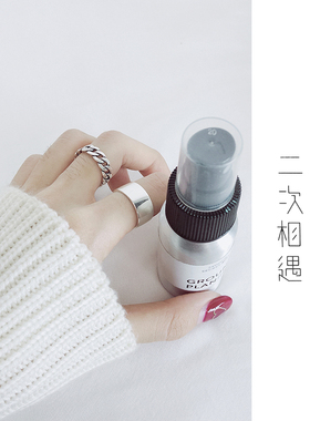s925银戒指女韩版时尚潮流绳锁纯银指环气质个性开口食指戒