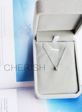 赵默笙唐嫣同款单钻纯银项链女锁骨链925银百搭日韩简约饰品吊坠