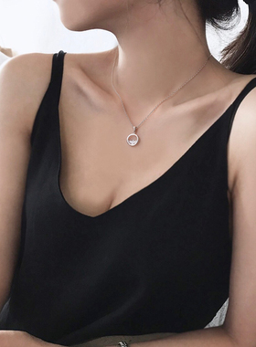 水晶莫桑石纯银网红锁骨链气质