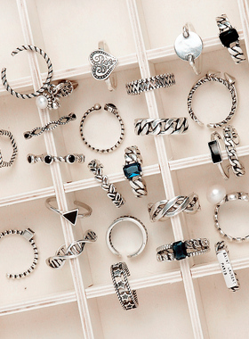 S925纯银食指戒指女士日韩简约潮人开口指环生日礼物百搭银饰品