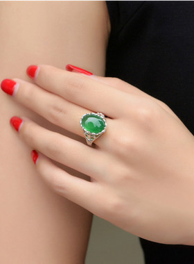 纯银红玉髓宝石玛瑙饰品礼物戒指