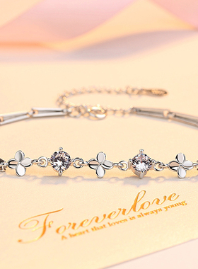 手链四叶草纯银日韩风学生首饰品