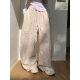 NECOYEP American lazy style floral all-over printed wide-leg pants for men and women high-waisted loose straight ins casual pants