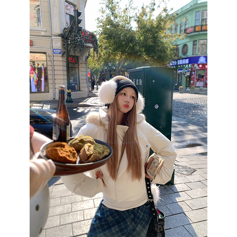 NECOYEP 美式基础款毛领连帽棉衣女秋冬休闲高级感百搭保暖外套,淘宝优惠券,粉丝福利购,淘宝优惠卷