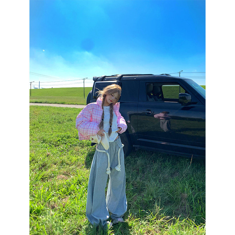 NECOYEP 2025早秋美式宽松粗绳直筒阔腿裤男女垂感宽松休闲卫裤,淘宝优惠券,粉丝福利购,淘宝优惠卷