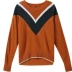 Métbonwe chính thức cửa hàng trực tuyến của phụ nữ 2019 mùa đông mới tương phản sáng tạo màu áo len sọc hình chữ V - Áo len