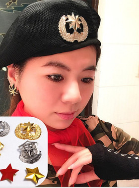 贝雷帽男女儿童帽子黑色贝雷帽
