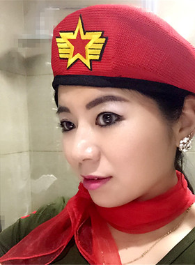 宋仲基红色特种兵毛呢儿童贝雷帽