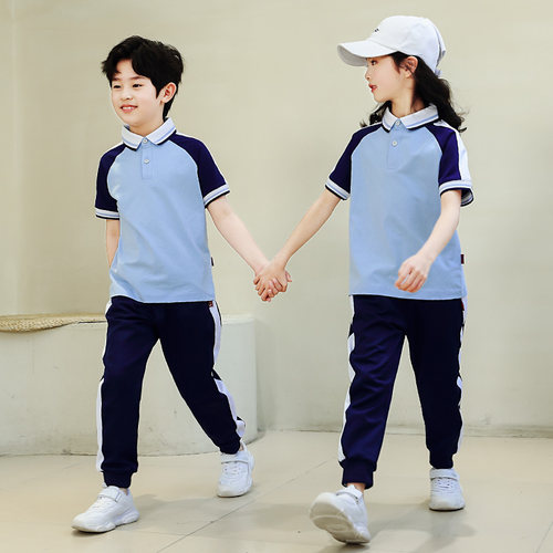 幼儿园班服夏装纯棉短袖长裤运动服中小学生校服夏季速干中裤套装 - 图1