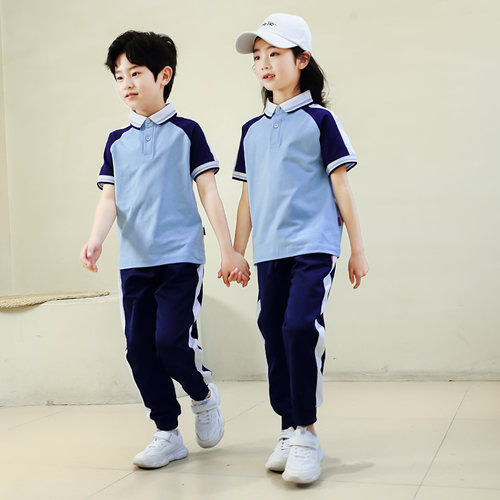 幼儿园班服夏装纯棉短袖长裤运动服中小学生校服夏季速干中裤套装 - 图2