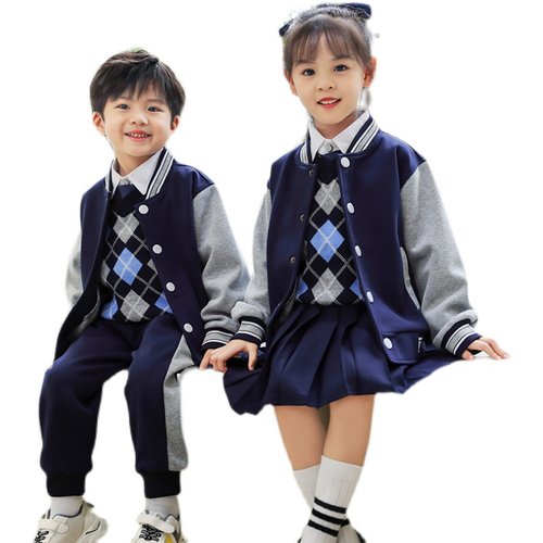 小学生校服春秋装英伦学院风三件套儿童纯棉班服运动服幼儿园园服 - 图3