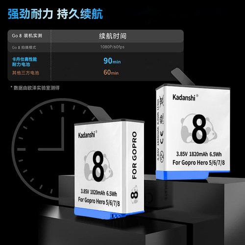 适用GoPro8/7/6/5冷极长续航电池运动相机电池充电器耐低温高性能 - 图0