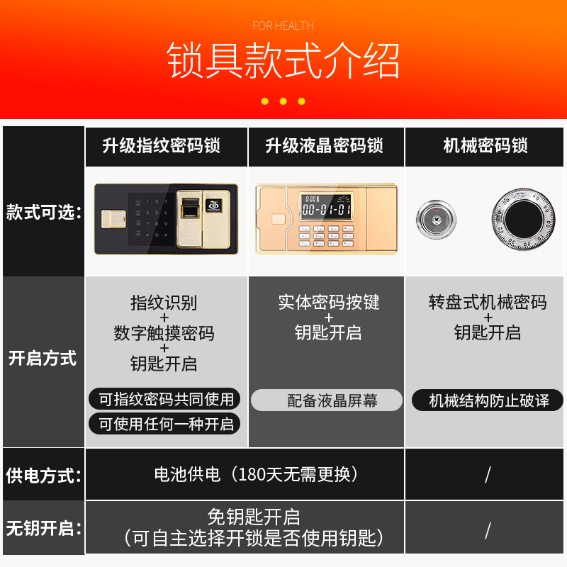 虎牌床头柜保险柜 55厘米63厘米高带抽屉家用木质隐形床头柜式电子/指纹/机械密码全钢防盗保管箱-图3