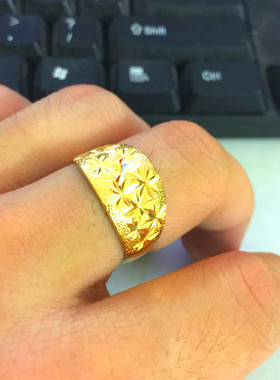 活口时尚风情侣百搭对戒仿真黄金