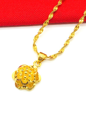 沙金细款泰国24k硬币花朵项链