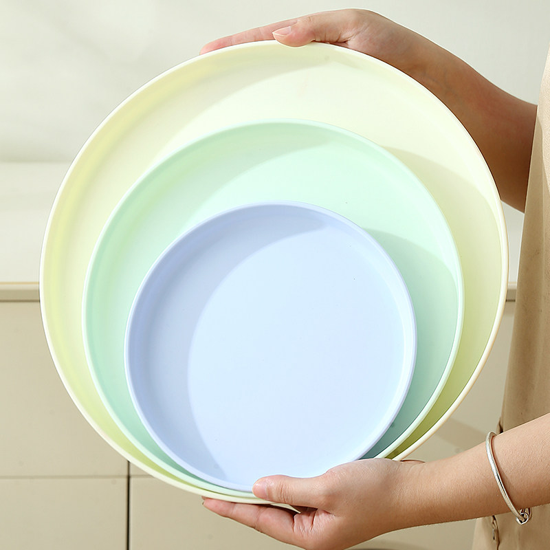 圆形塑料托盘奶油风杯子茶水专用盘民宿酒店KTV端菜盘子商用收纳,淘宝优惠券,粉丝福利购,淘宝优惠卷